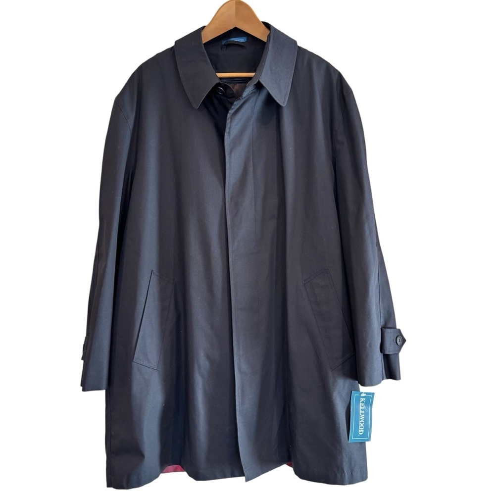 NWD Kellwood All Weather Trench Coat Men’s 46R Navy Blue Houndtooth Liner